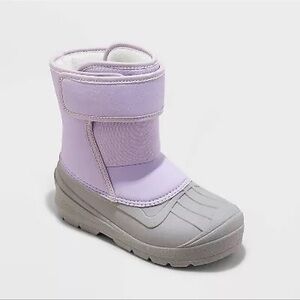 Cat & Jack Kids Faux Leather Mid Calf Winter Boots Waterproof, Purple